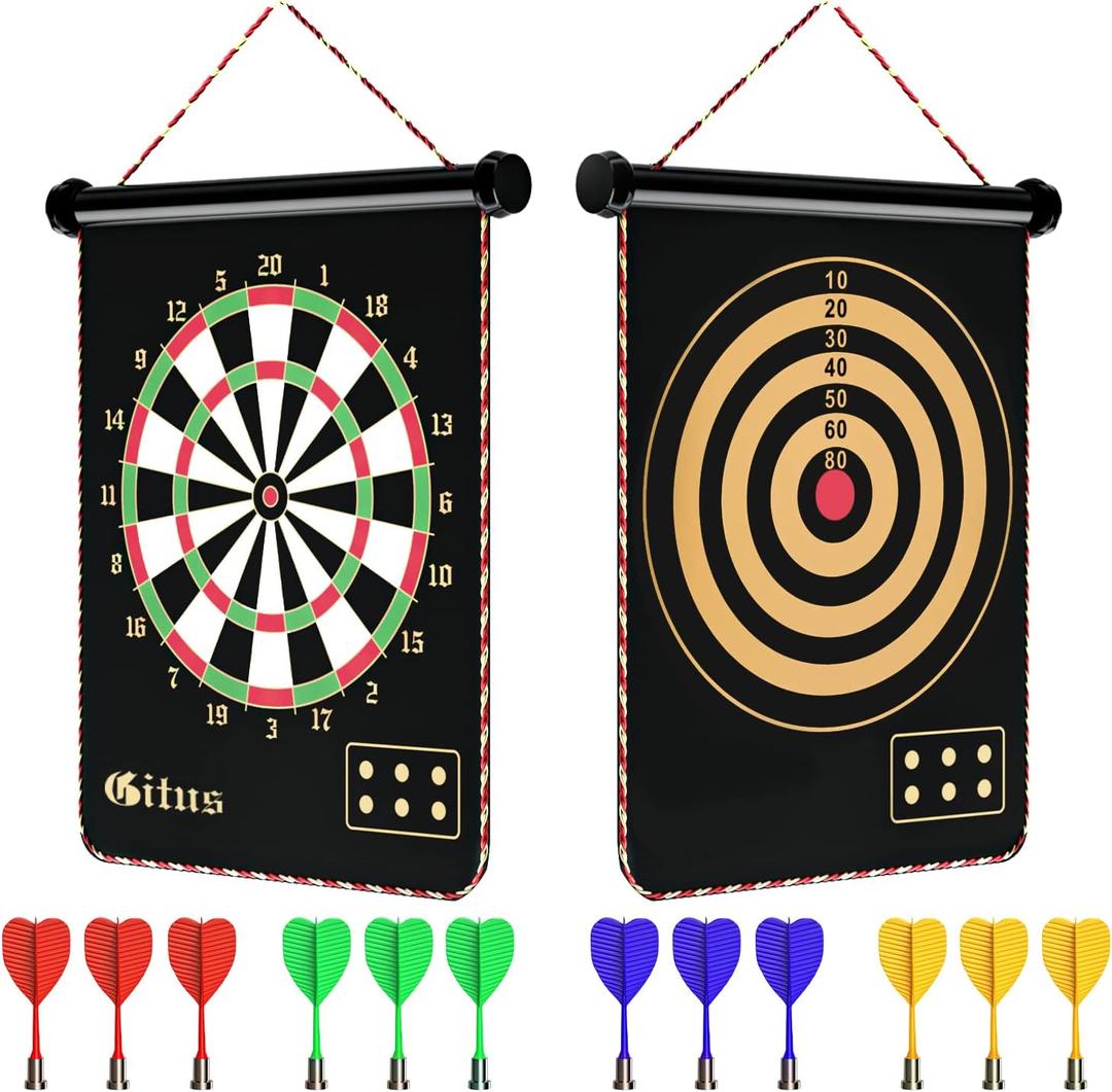 Gitus Magnetic Dart Board Indoor Outdoor Games for Kids with 12 Darts, Gifts for Teenage Boys Teen Boys Gifts Ideas Toys Gifts for 8 9 10 11 12 13 Year Old Boy Game Room Decor