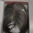 Flufymooz Real Human Hair Toppers for women, 10 Inch Clip in Bangs 100 Human Hair Toppers for Thinning Hair, Cover Hairpiece with 150% Density Silk Base-Silver Gray With Brown Mixed