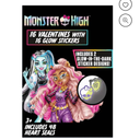 Monster High 16 Valentines Cards with Glow Stickers 2 Packs