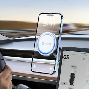 VICSEED Tesla Phone MountStrongest Magnet Power Foldable Hidden Tesla Phone Holder Fit for All Phones, Tesla Model 3/Y/Cybertruck Accessories, Tesla Model 3 Model Y for MagSafe Car Mount - White