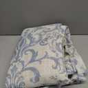 jinchan Linen Curtains for Living Room & Bedroom - Blue Damask Patterned 108 Inch Long Light Filtering Vintage Drapes with Grommet Window Treatments - 2 Panels Set