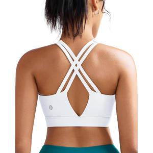 RUNNING GIRL Sports Bra for Women High Support, Molded Cup High Impact Sports Bras with Sewn in Pads Strappy Running Bra (White, M)