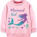 Girls Cotton Crewneck Sweatshirt Size 2-10 Years Toddler Girls Kid Graphic Shirts (Pink) 4T
