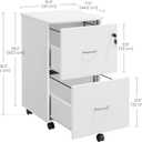 VASAGLE 2-Drawer File Cabinet, Locking Filing Cabinet for Home Office, Small Rolling Printer Stand, A4, Letter-Size Hanging Files, Assembly Required, Snow White ULCD027T46V2