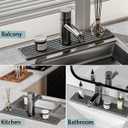 Faucet Mat for Kitchen Sink - Diatomite Fast Drying Stone Sink Tray, Super Absorbent,Faucet Splash Guard for Bathroom Counter (DarkGrey, 23.6" x 4")