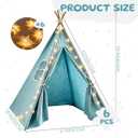 Teepee Tent for Kids,with String Lights,6 Pack(Blue)