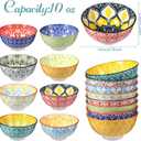 8 Pcs Colorful Ceramic Bowl Set 10 oz 4.75'' Porcelain Kitchen Soup Cereal Serving Bowls for Ramen Rice Dessert Snack Salad Ice Cream Pasta Oatmeal Microwave and Dishwasher Safe(Classic)