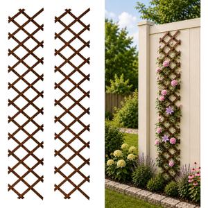 2 PCS Expandable Garden Trellis, 13.1" x 67" Trellis for Climbing Plants Outdoor, Wooden Lattice Fence Wall Panel Lattice Panels for Outside, for Climbing Plants Vine Ivy Rose Cucumbers Clematis4PC