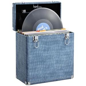 Hododou Vinyl Record Storage Case LP Album Collection Display Box Aluminium Water Resistant Vinyl Record Organizer Storage Valuable Records 7/10/12 Inch Collapsible Storage Crate with Mesh Bag Denim