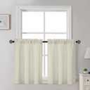 Gwine Short Curtains 30 Inch Length, Light Filtering Small Kitchen Window Curtains Tiers Over Sink, Half Window Treatments for Bathroom Basement Rod Pocket, 2 PCS, Each 30" Wx30 L, Natural