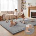 Huloo Sleep Large 79"x158" Baby Activity Play Mat for Floor(Dark Gray) 1.3" Thick Safe for Tummy Time&Crawling,Infants,Toddlers&Kids,Tatami Style for Yoga,Living Room,Classroom,Playroom