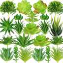 QUOZUO 22pcs Artificial Succulents Realistic Mini Succulent Plants, Green Succulents Small Plants for DIY Crafting Garden Home Arrangement Office Decorations (Unpotted)