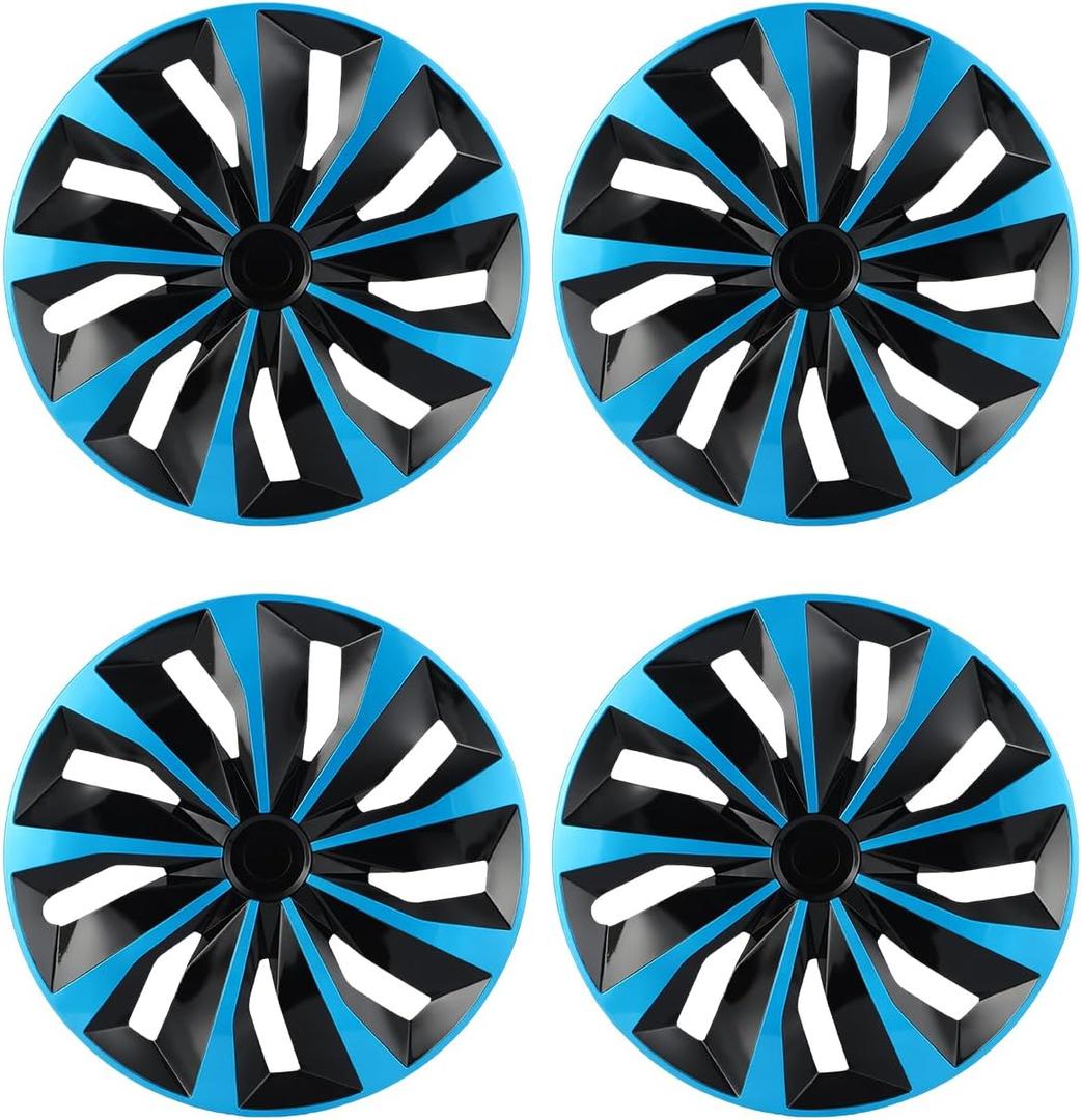 ABX Hubcaps,16 inch hubcaps Set of 4, Wheel Rim Cover ABS Material, Snap On Car Truck SUV Replacement, for Toyota Camry Nissan Mazda etc, Black & Blue