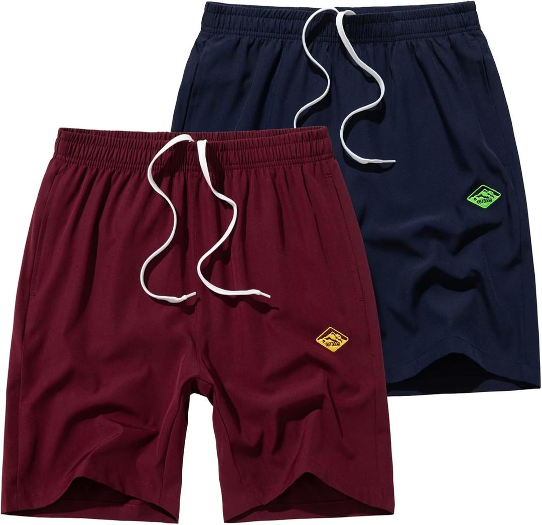 Vcansion 2 Pack Men's Outdoor Lightweight Hiking Shorts Quick Dry Sports Casual Running Shorts with Pockets (XXXL)