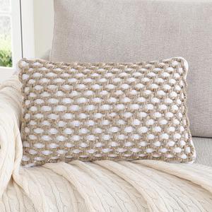 Boho Living Jada Decorative Throw, Includes Accent, Premium Woven Design, Living Room Dcor, (1) 12" x 20" Pillow Cover with Insert, White