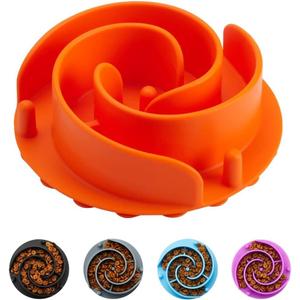 Slow Feeder Dog Bowls Insert, Animire Soft Silicone Slow Eating Dog Food Bowl for Small, Medium and Large Dogs, Compatible with Regular and Elevated Bowls (XL, Orange)