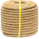 Natural Hemp Rope 3/4 inch 50Ft Thick Twisted Manila Rope Heavy Duty Jute for Crafts, Porch Swing, Tug of War, Nautical, Home Decorating, Railing, Docks, Landscaping