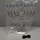 The Dreidel Company Traditional LED Electric Silver Mettalic Hanukkah Menorah -Full Size 13 Inches High 3 AA Battery or USB Powered - Includes a Micro USB 4' Charging Cable