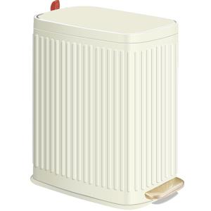 Small Bathroom Trash Can with Air Freshener Soft Close Lid, 6 Liter/ 1.6 Gallon Stainless Steel Garbage Can with Removable Inner Bucket,Step Pedal, Slim Wastebasket for Bedroom, Toilet (Ivory White)