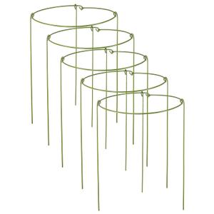 5 Pack Plant Support Stakes, Adjustable Plant Ring Cages with Green Rubber Wrapping, Ideal for Orchids, Indoor and Outdoor Potted Plants, 8" Wide x 11" High
