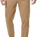 JMIERR Men's Stretch Chino Pants Business Casual Essentials Elastic Waist Relaxed Fit Tapered Cotton Twill Work Athletic Golf Dress Trousers, L, Khaki