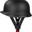 German Half Helmet, Adult Summer Handmade Personality Vintage Casco , Motorcycle Helmet Scooter Cool Helmet for Men and Women (Black, Large)