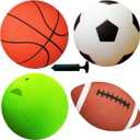 Sports Balls for Kids & Toddlers  (Pack of 4) 5inch Sports Set Includes Football, Small Size Soccer, Basketball, and Playground Balls, Fun Indoors & Outdoor Toys (Hand Pump Included)