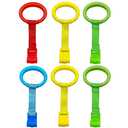 6PCS 4 Colors Baby Playpen Pull up Rings-Plastic Crib Pull Rings Walking Exercises Assistant Stand Up Cot Hanging Ring for Infant Baby Toddler