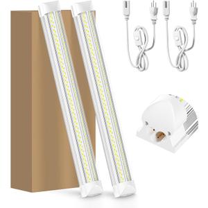 LED Shop Lights, LED Tube Light 25W 6000K, Garage Lighting, Super Bright, Under Cabinet Lighting, Linkable with Plug Shop Lights for Garage Workbench Workshop Basement (2 Pack)