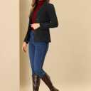 Allegra K Women's Faux Suede Blazer Belted Lapel Outwear Single Breasted Work Jacket (Black, XL)