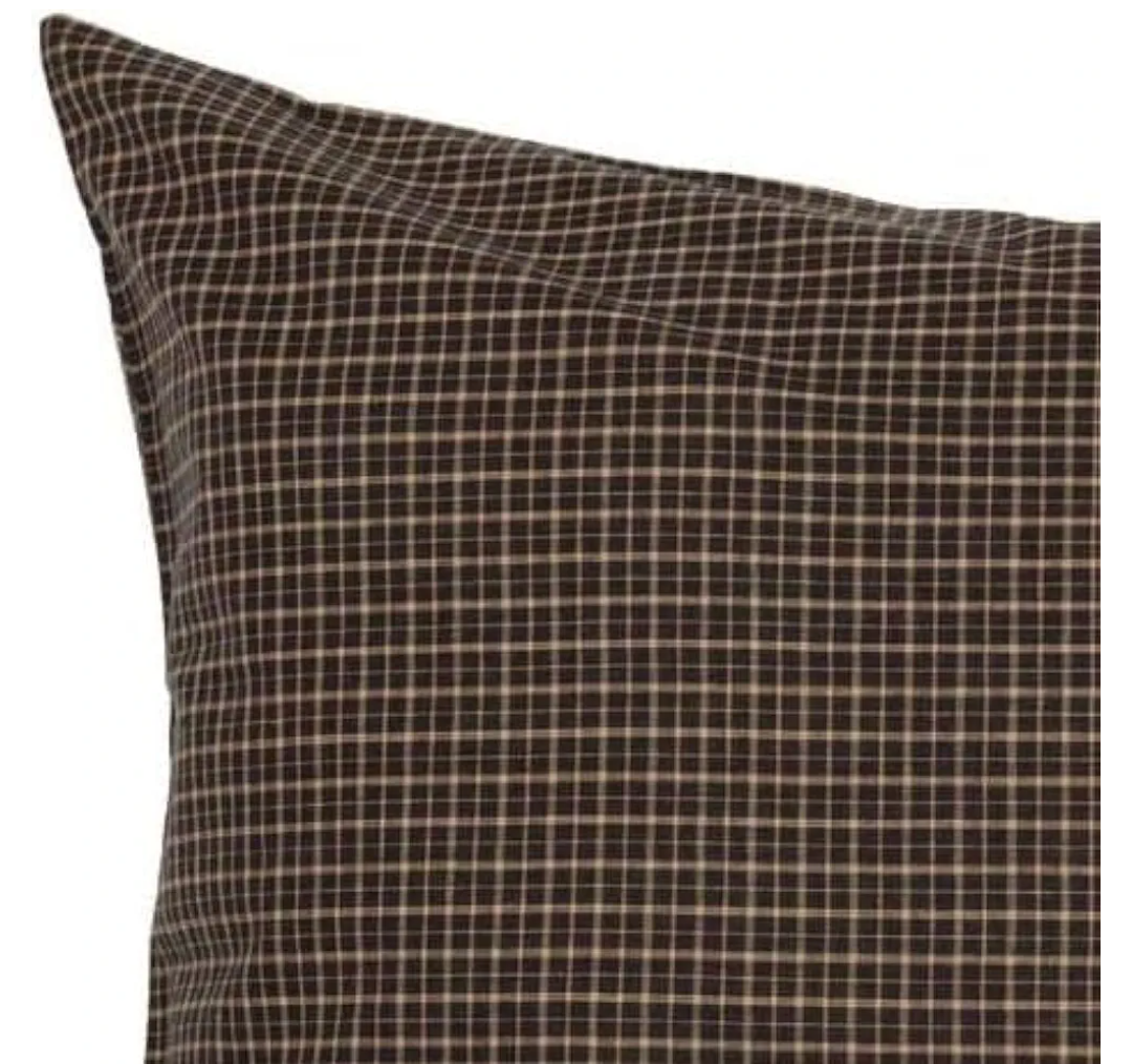 VHC Brands Kettle Grove Fabric Pillow 16x16 Country Primitive Bedding Accessory, Country Black