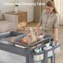 TinyGlow 4 in 1 Baby Bassinet, Pack and Play, Bedside Crib Sleeper, Diaper Changer, Quickly Assembled and Folded Portable Crib with Mattress and Mosquito Net, Easy to Carry