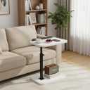 C Table End Table Adjustable Height,Laptop Table for CouchBedReading Nook,C Shaped End for Couch,360Swivel TV Tray,That Slide Under,Coffee SideTable (White)