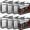 8 Packs Toy Storage Bags with Zipper, Clear PVC Organizing Bags, Reusable Toy Storage Organizer with Portable Handle, Travel Waterproof Organizer Bags for Building Blocks, Puzzle, Toys and Books (Large, Black)