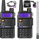 BAOFENG Radio Ham Radio UV-5R Long Range UV5R Dual Band VHF UHF Rechargeable Walkie Talkies for Adults Handheld Two Way Radio with Earpiece AR-771 Full Kit for Camping Hunting Survival Gear,2Pack