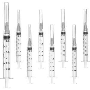 100 Pack 3ml Syringes with Needle, 22 Ga 1.0 inch Needle Luer Lock Syringe, Individually Sealed Wrapped, for Scientific Labs, Measuring Liquid, Feeding Small Animals, Dispensing, Applicator, Watering.
