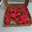 Ling's Moment Christmas Artificial Flowers 25Pcs Dark Red Roses Decor w/Stems,3" DIY Foam Floral for Wedding Bouquet/Centerpieces, Outdoors Party Backdrop, Room/Table Decorations