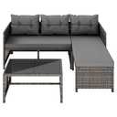 Shintenchi 3-Piece Outdoor Patio Furniture Sets, Wicker Patio Conversation Sets, All Weather Wicker Rattan Patio Seating Sofas with Glass Coffee Table and Cushion, Gray