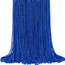 144 PCS Blue Mardi Gras Beads, Blue Bead Necklaces, Blue Christmas Necklaces, 4th of July Beads Necklaces, 33'' 7 mm Blue Party Beads for Patriotic Day, Mardi Gras, Christmas, Carnival Party Favors