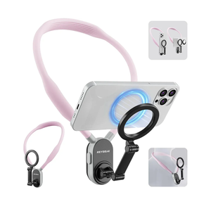 REYGEAK Magnetic POV/Vlog Phone Neck Mount Holder for Magsafe iPhone 16/15/14/13/12 Pro Mini/Plus/Pro/Pro Max, Hand Free Chest Stand Video Recording for Mobile Phone Accessory (Sakura Pink)