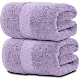 White Classic Luxury Soft Bath Sheet Towels - 650 GSM Cotton Luxury Bath Towels Extra Large 35x70 | Highly Absorbent and Quick Dry | Hotel Quality Extra Large Bath Towels Oversized, Lavender, 2 Pack