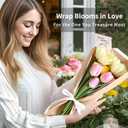 HJORZMM 50 PCS Flower Bouquet Wrapping Bags Paper with 50 PCS Floral Card Holder Picks and Ribbons, Flower Wrapping Brown Paper Sleeves for Flower Bar, Mother's Day, Graduation, Valentine, Birthday