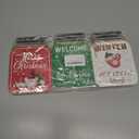 3PCS Reversible Thanksgiving Decor & Christmas Decorations Wooden Mason Jar, Winter & Fall Decorations for Home, Table, Fireplace Mantel, Shelf, Office Desk, Xmas Holiday Decorations