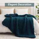 Negwoo Chunky Knit Throw Blanket, 50''*60'' Knitted Throw Chenille Yarn for Bed Couch, Handmade Peacock Blue Crochet Big Thick Blanket, Machine Washable Cute Comfy Blanket for Home Decor, 50"x60"