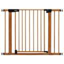 BABELIO 29-40" Metal Baby Gate with Wood Pattern, Auto Close Dog/Pet Door for The HouseStairs and Doorways, Pressure Mounted Barrierr, NO Tools Needed (30" Tall, 29-40" Width)