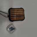Carveit Wooden Case for AirPods 4 Case (2024) (USB-C) 4th Generation, Wood Artisan Engraved & TPU Shockproof Cover, Titanium Quick Released Clasp (American Flag) Walnut