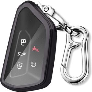 QBUC for Volkswagen Key Fob Cover with Keychain,Car Key Case fit for VW ID.4 ID.3 MK8 Golf GTI Seat Leon MK4 Skoda Octavia(Black)