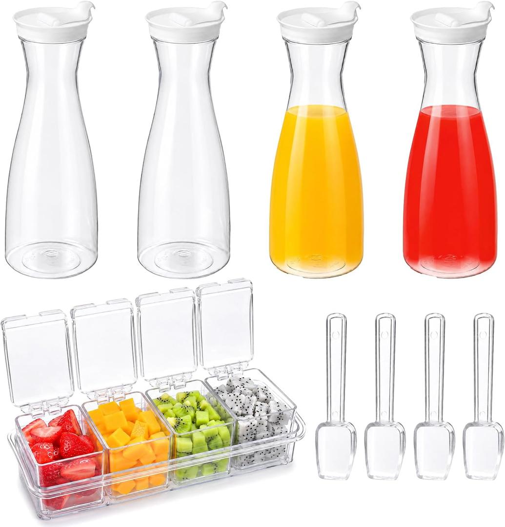 5 Pcs 50oz Mimosa Bar Supplies Plastic Carafe with Lid Juice Containers (EXP 12/09/56)