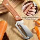 2 x 2pcs,Multi-Functional Vegetable Peeler for Kitchen, Ultra-Sharp Stainless Steel Blade with Wooden Handle & Bottle Opener, Ergonomic Fruit and Potato Peeler