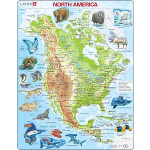 Larsen Puzzles North American Map with Animals 66 Piece Children's Educational Jigsaw Puzzle Larsen Puzzles North American Map with Animals 66 Piece Children's Educational Jigsaw Puzzle
